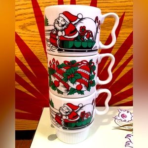 (3) Vintage Stacking Christmas Cups from Japan